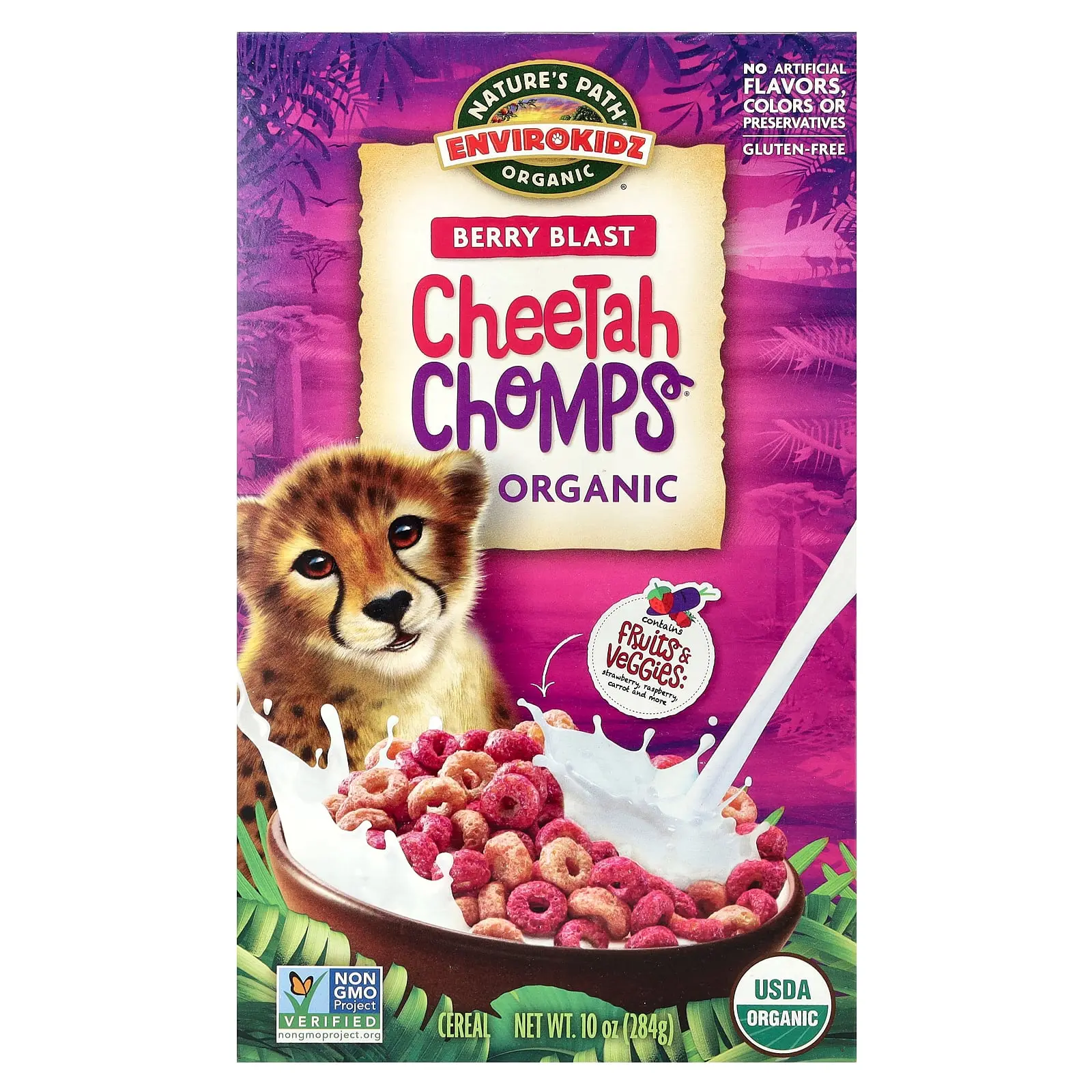 Nature's Path EnviroKidz, Organic Cheetah Chomps® Cereal, Berry Blast , 10 oz (284 g)