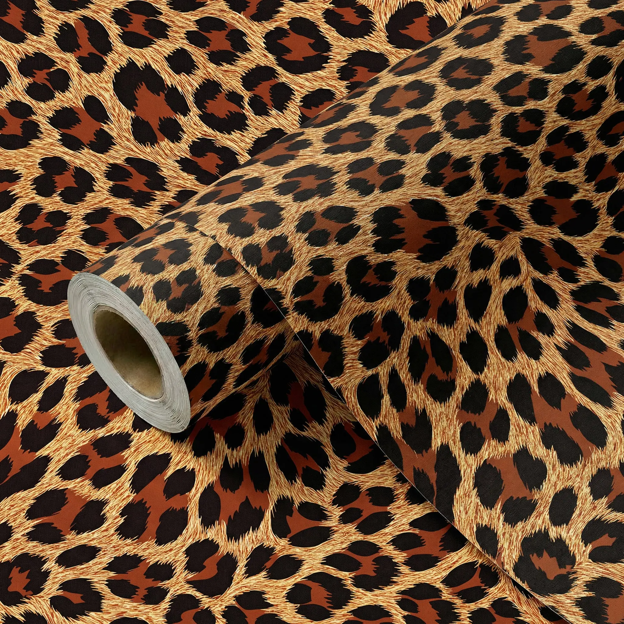 1 Roll 44.5CM(17.5") Vintage Brown Leopard Print Peel And Stick Wallpaper, Self Adhesive Removable Waterproof Vinyl Contact Paper For Home Wall Cabinet Wardrobe Decor Decorative Wallpaper