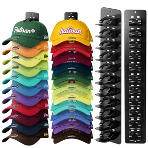 Wall-mounted multi-level Hat Storage Rack 2 sets Can hold up to 22 hats. Detachable DIY Hat Rack on Wall with Strong Adhesive and Nail, Hat Organizer for Baseball Caps, Hat Hanger Suitable for Closet Boors Bedroom and wall Decorations, Hat Holder for Men