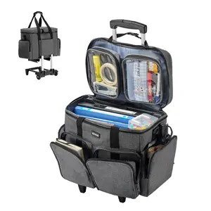 VEVOR Rolling Laptop Bag,  , Fits Up to 15.6 Inch Laptop, Wheeled Briefcase, Teacher Roller Computer Tote Bag with Detachable Trolley & Telescopic Handle, Laptop Case for Work Travel, Women & Men (Gray)