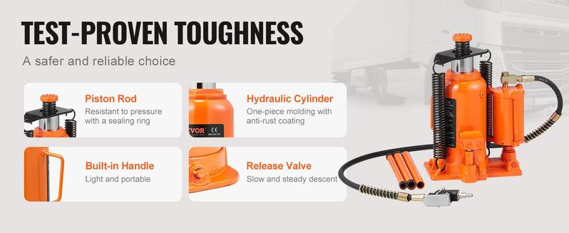 VEVOR Air Hydraulic Bottle Jack, TikTokShopBlackFriday, 20 Ton/40000 LBS All Welded Bottle Jack, 10.4-19.7 inch Lifting Range, Manual Handle and Air Pump, for Car, Pickup, Truck, RV, Auto Repair, Industrial Engineering VEVOR Air Hydraulic Bottle Jack, TikTokShopBlackFriday, 20 Ton/40000 LBS All Welded Bottle Jack, 10.4-19.7 inch Lifting Range, Manual Handle and Air Pump, for Car, Pickup, Truck, RV, Auto Repair, Industrial Engineering
