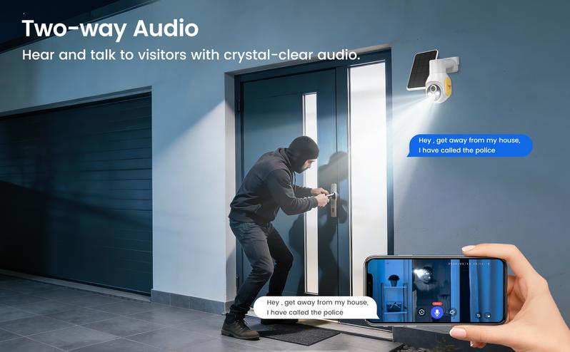 4G LTE Cellular Security Camera with Solar Panel, 1080p HD, AI Motion Detection, Pan Tilt, 2-Way Talk, Night Vision, SIM Card Included, Works with Verizon/AT&T/T-Mobile, No WiFi Needed, IP65