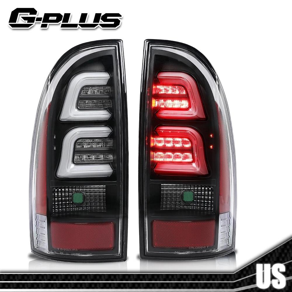 Fit For 05-15 Toyota Tacoma LED Tube Tail Lights Lamps LH+RH, LED Tail Lights Assembly Rear Brake Lamps,Smoky Lens Black Housing Luces Traseras Fit For 2005-2015 Toyota Tacoma US