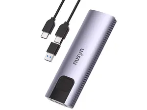 Nusyn NSE20 10Gbps M.2 NVMe/SATA SSD Enclosure,USB-C External Hard Drive Case, Tool-Free Installation, Plug & Play, Aluminum Housing, Compatible with Windows, Mac, Linux, iOS & Android
