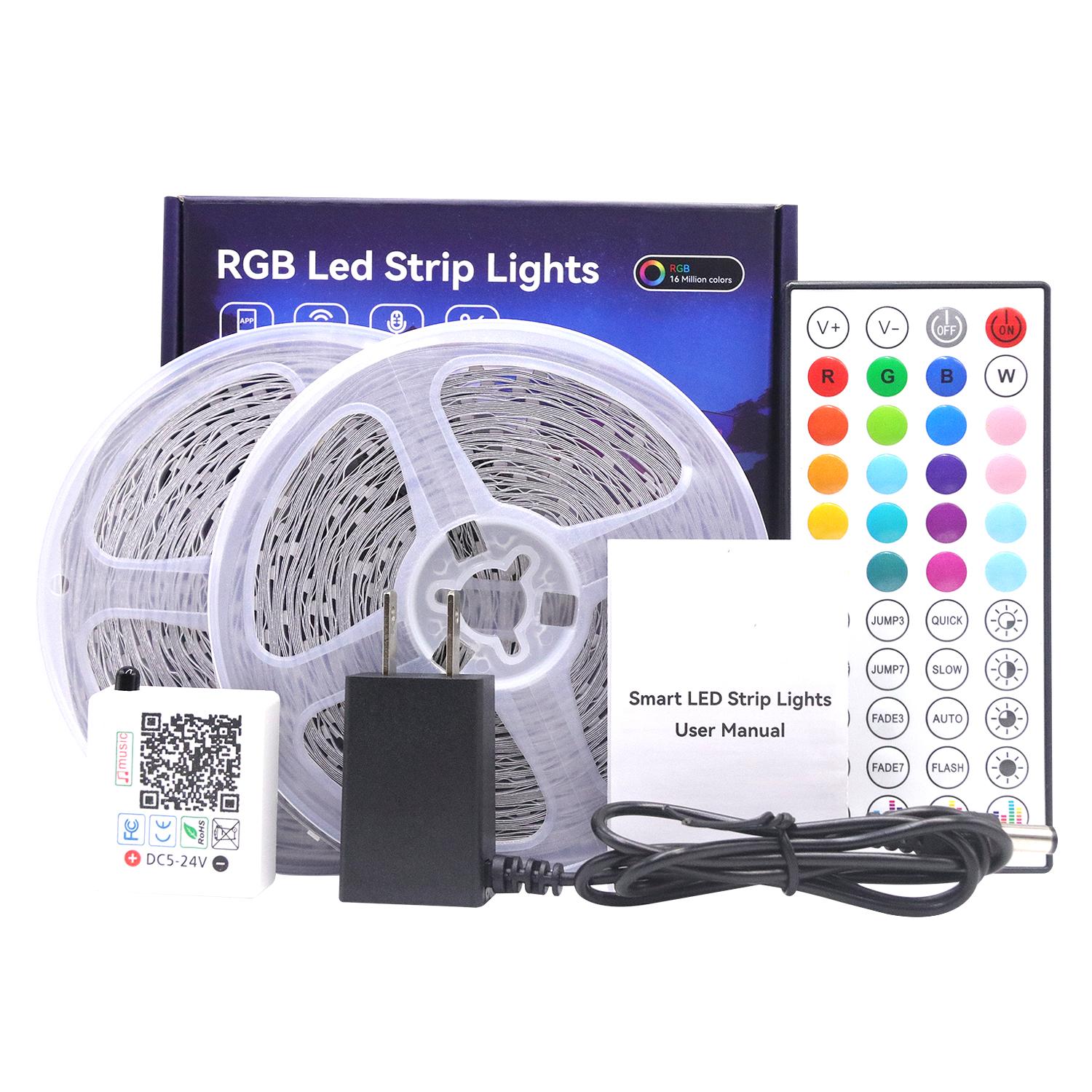 100FT 50FT Smart Led Light Strip RGB Color Changing Music Sync Strip Lights with App & Remote Control for Bedroom Indoor Lighting Decoration Modern