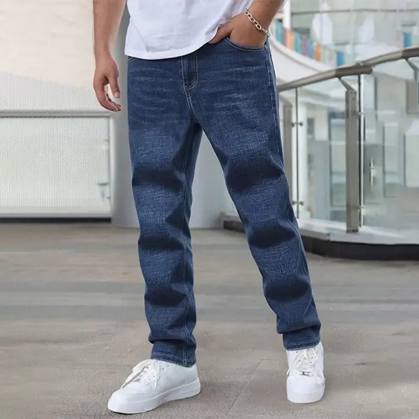 Men's Stylish Hipster Pants - Classic Slim Straight-Leg Trousers in Stretch Fabric with a Personalized Design & Adjustable Fit, Denim, Durable, Bf