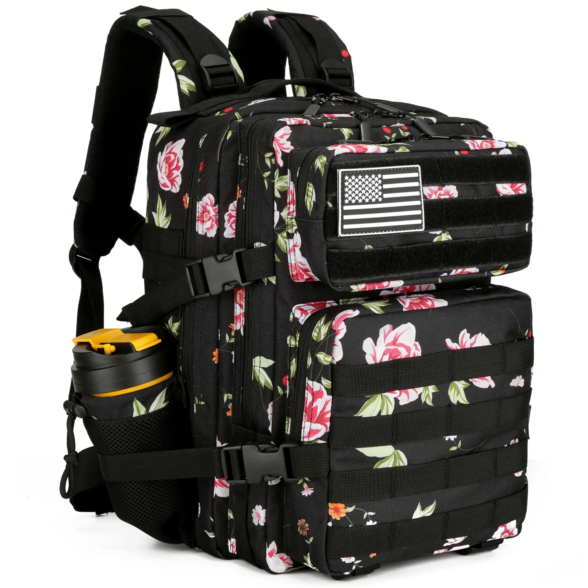 45L Tactical Assault Pack, Unisex Water Resistant Multifunction Carrying Backpack with Molle System for Hiking & Outdoor Sports, Multifunction Backpack, Oxford, Zipper, Adjustable, Durable Backpack, Hiking Trekking Rucksack