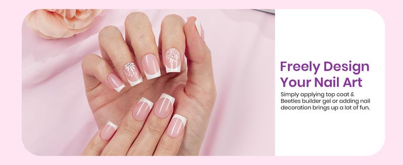 Beetles French Tip Press On Nails French Gel Nail No File Need Fake Nails 4-in-1 DIY Manicure for Nail Extension Designs for Women Beetles French Tip Press On Nails French Gel Nail No File Need Fake Nails 4-in-1 DIY Manicure for Nail Extension Designs for Women