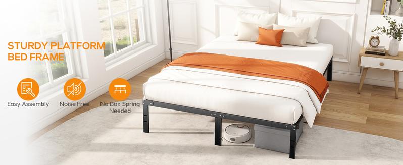 Bed Frame - Heavy Duty Metal Platform Bed Frames Queen Size with Storage Space Under Frame, 14 Inches, Sturdy Steel Slat Support, No Box Spring Needed