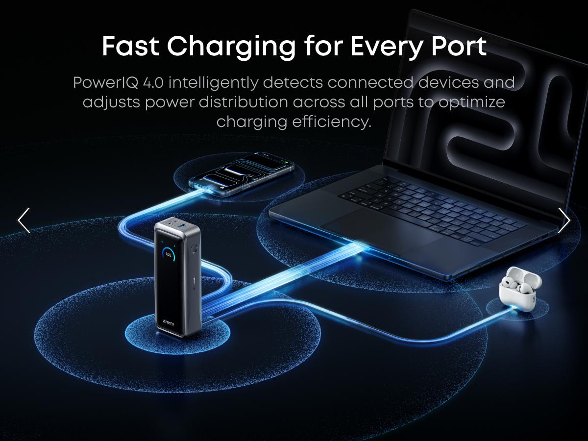 Anker Prime Power Bank, 20,100mAh/26,250mAh 3-Port Portable Charger with 220W/300W Max Output, Two-Way Charging, TSA-Approved, App Control, for MacBook, iPhone 17/16 Series, and More (Base Not Included)