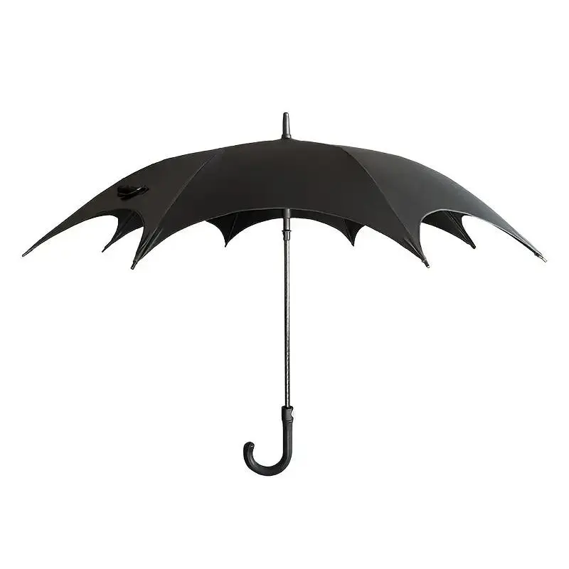 Halloween bat-wing automatic open/close long-handled umbrella — automatic open/close, sun protection, waterproof, suitable for Gothic and punk styles, can be used as a Christmas gift, Halloween item, daily use, and outdoor accessory Rain Umbrellas Whimsic