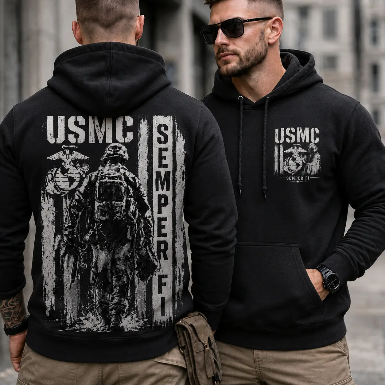 USMC Semper Fi Soldier Shirt, Marine Corps Combat Sweatshirt or Hoodie, Distressed Military Graphic, Patriotic Veteran Gift