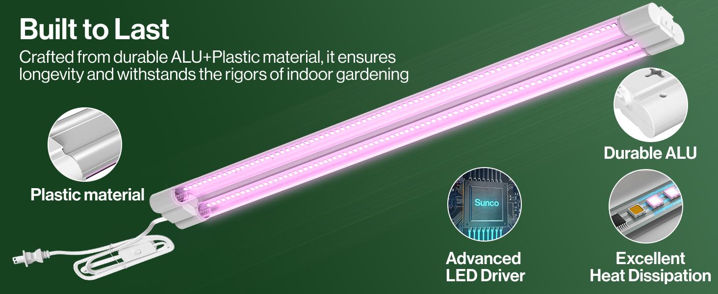 SuncoGrow, LED Grow Light, 3ft, 30W Full Spectrum, Linkable