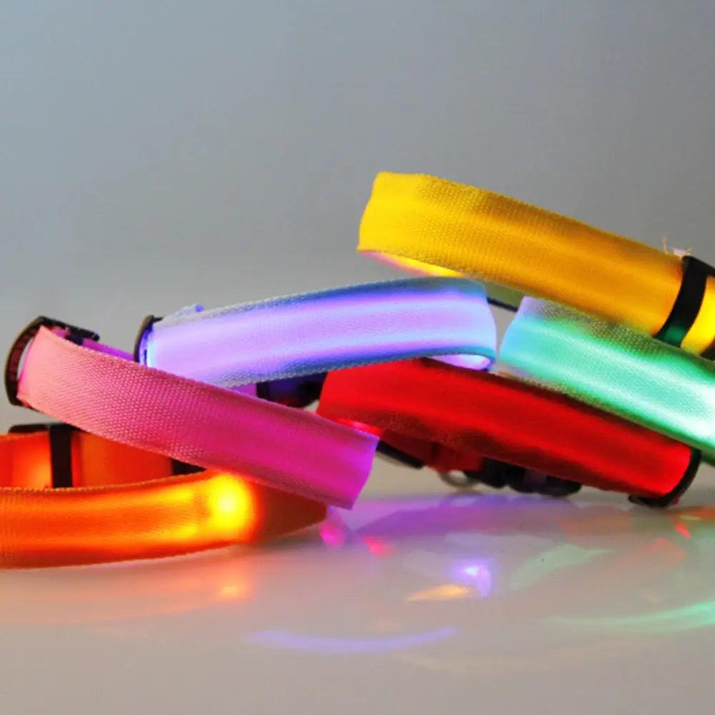RoSide Safety Dog Collar Glowing Up Anti-Lost Pet Product for Small Dogs & Cats with Steady, Fast Flashing & Slow Flashing Modes and Colorful Options Adjustable Collar for Outings reflective cat pet travel small medium pull harness