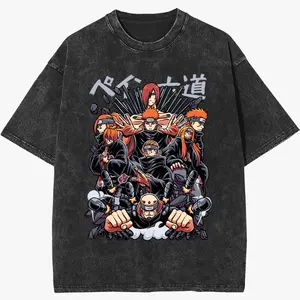 Vintage Washed Pain Six Paths Graphic Tee | Naruto Shippuden Distressed Oversized Anime T-shirt Unisex Akatsuki Manga Streetwear Otaku Fan Gift