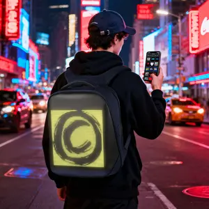 LED Backpack with App Control Screen, [Battery not included] 17 Inch Bookbag DIY Pixel Animation Programming Laptop Backpack, Unique Gift for Men or Women
