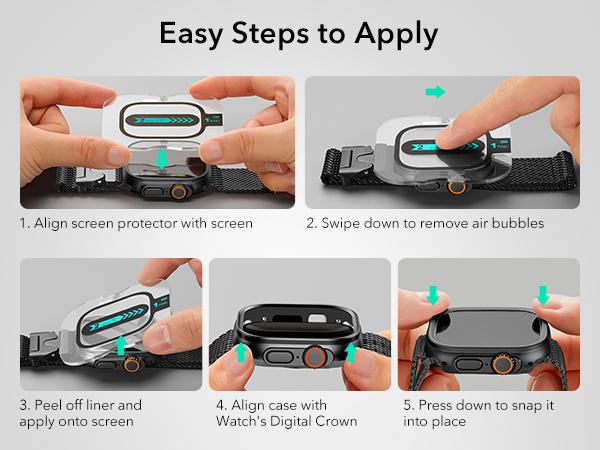 ESR Apple Watch Ultra series Case with Screen Protector 49mm (2025/2024/2023/2022), Military Grade Protection, Slim Protective Cover with 2 Pack Armorite Glass Protector Set, Full Body Bumper for Outdoor Protection