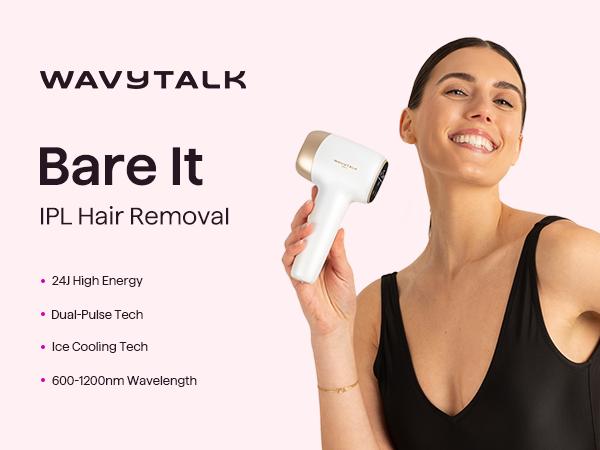 Wavytalk Bare It IPL Hair Removal with Ice Cooling, 3 Modes & 24J Dual-Pulse for Salon-Level Results on Face, Body & Bikini, Painless & Precise