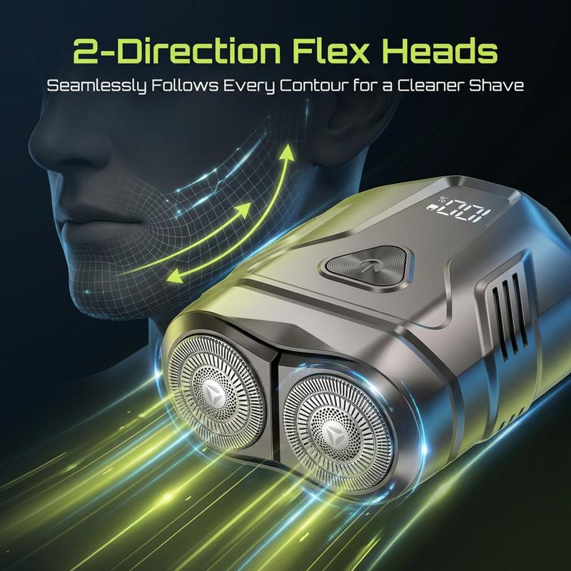 Enchen MINIX Premium Portable Electric Shaver for Men – Compact Foil Shaver with Dual Flex Heads, Fast Clean Shave, Waterproof & Rechargeable, A Perfect Valentine’s Day Gift for Him, 2/3 card-size