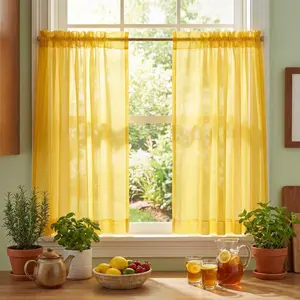 4 panel 26x36 inches Kitchen Curtains Soft Snow Voile Sheer With Rod Pocket Design Bohemian Style For Bedroom & Living Room Easy Installation cortinas para salas，curtains for bedroom,Ft2630 Home Textile,summervibes