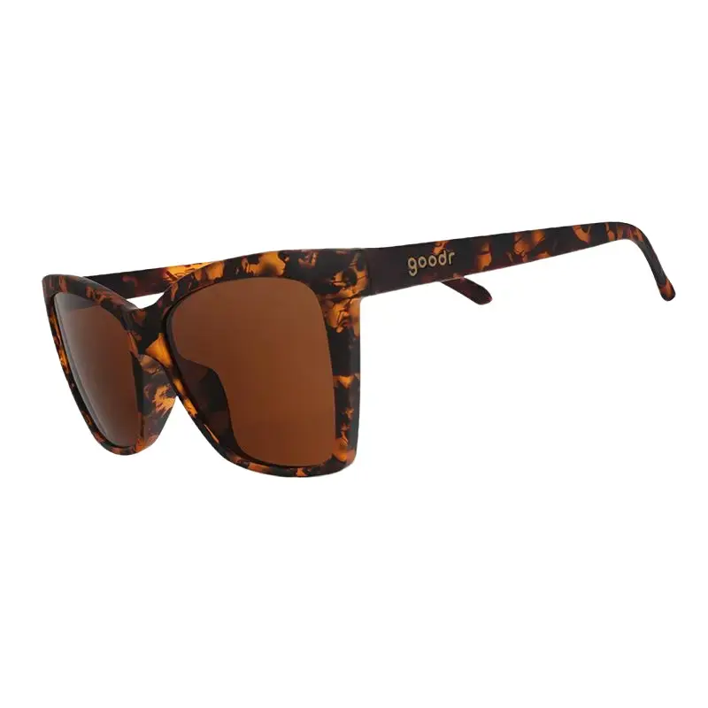 goodr Vanguard Visionary Medium Size (Pop G) Translucent Brown Frame with Brown Lens, UV400, No Slip No Bounce No Tangle