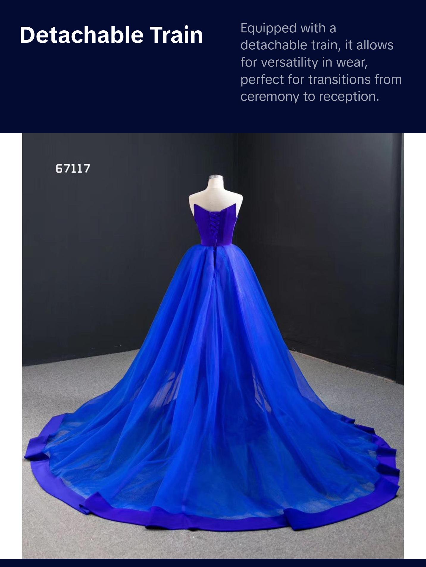 Blue Trumpet Sexy Mermaid Elegant Detachable Train Evening Gown