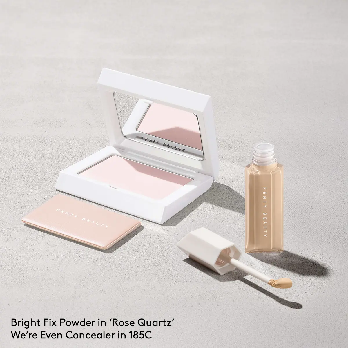Fenty Beauty Undereye Brightening Duo: We’re Even Hydrating Longwear Concealer + Bright Fix Instant Brightening + Blurring Powder