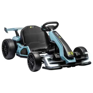 24V Kids Electric Drift Kart,300W Powerful Motor 8.5MPH, Big Battery, EVA Tires, Adjustable Length, Drift/Sport Modes, Brake Pedal, for Kids-Blue