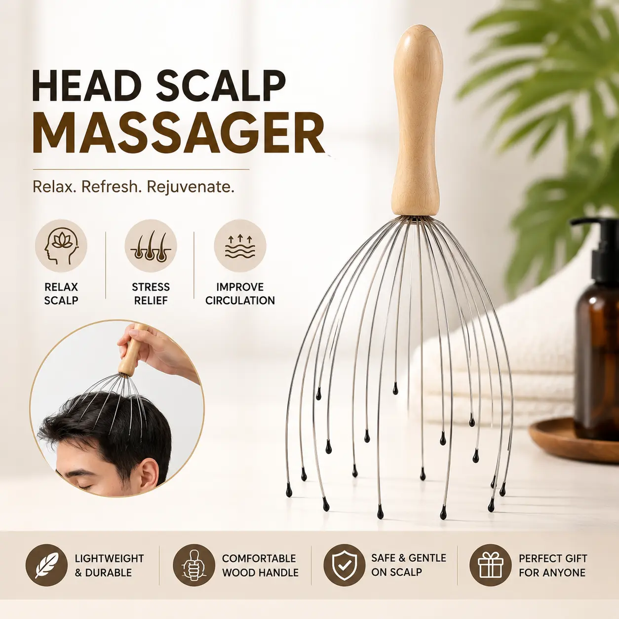 28-claw head massager, scalp massager, relaxes the mind and body, fun scalp massage claws, relieves stress, effectively promotes sleep, suitable for office and home.