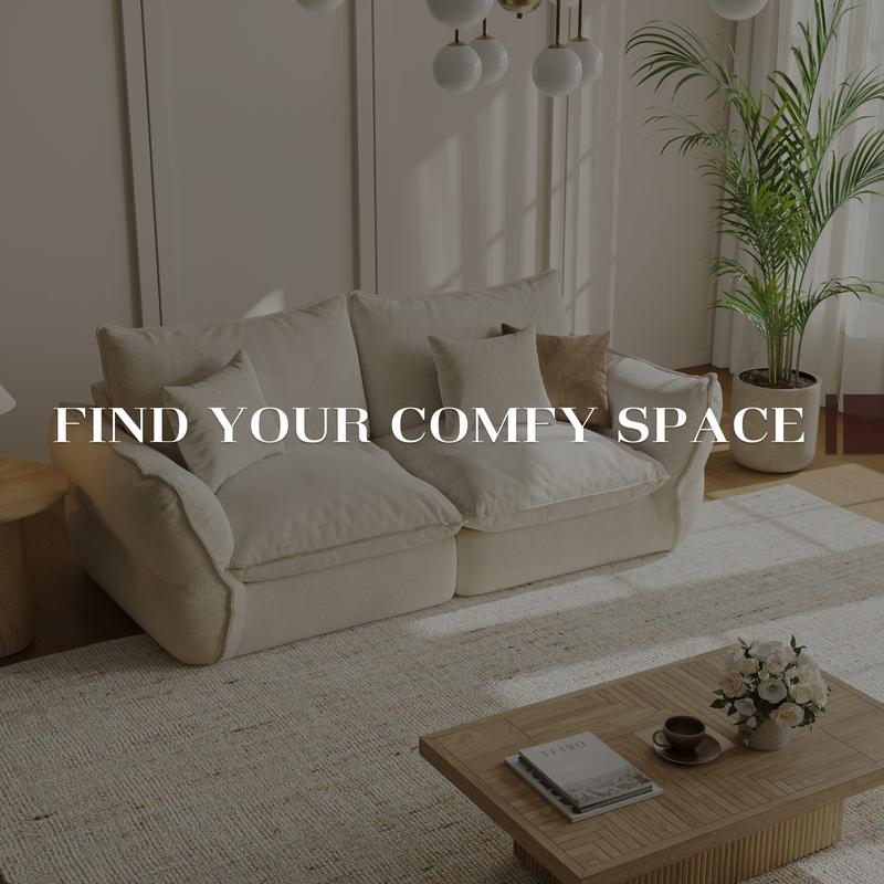 [New Year Deals] 81-106'' Down Blend Loveseat, Deep Seat Cloud Sofa with Feather-Filled Cushions, Ultra Soft Sink-in Comfort Couch for Living Room, Modern Oversized Sofa,Christmas Gifts for the Whole Family: Husband & Wife, Mom & Dad