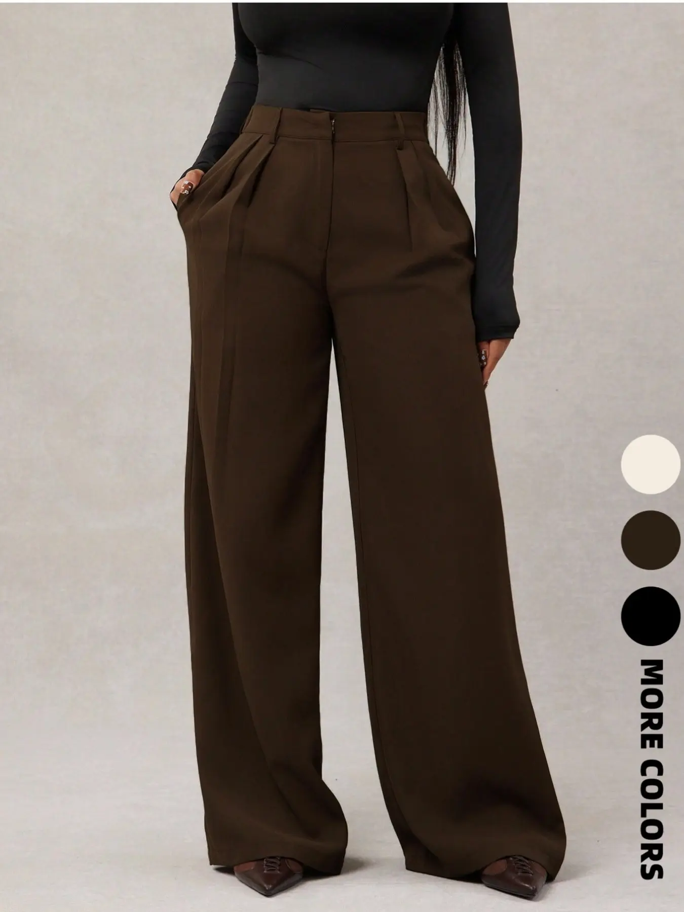 Women's Minimalist Basic Fashion Baggy Fit Loose Wide Leg Pants, Flowy Palazzo Trousers, High Waist Elastic Waistband, Commuter, Casual & Everyday Wear, Comfortable, Aesthetic, Chic and Stylish, Womenswear