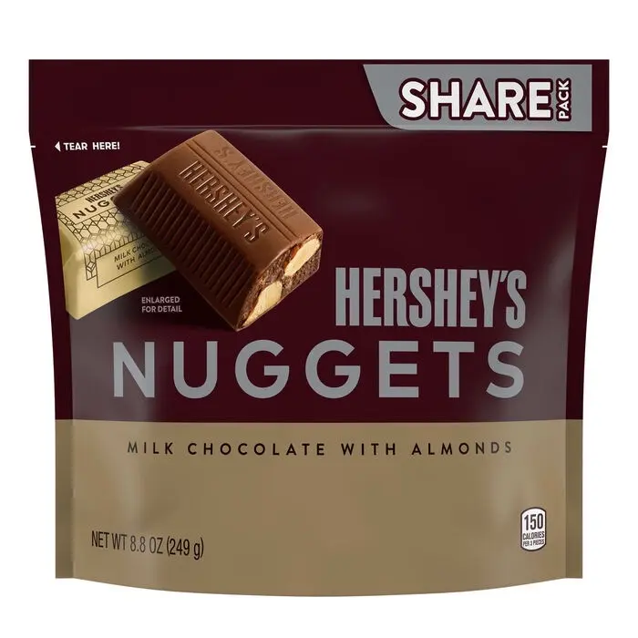 Hershey's Nuggets Milk Chocolate with Almonds, 8.8 oz (249 g) Ambient US Classic Crunchy Dairy Snack - Ideal for Casual Occasions, Contains Almonds, Any Occasion