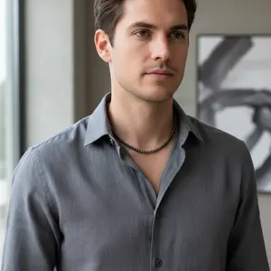 Mens 4mm Hematite Beaded Necklace