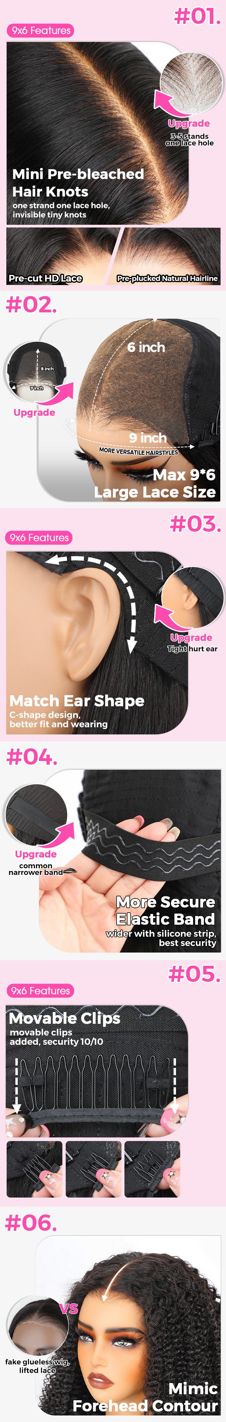 CurlyMe 9x6 Pre-cut Lace M-cap Wear Go Glueless Mini Knots Body Wave Hair Pre-cut Lace Front Wig Pre-plucked