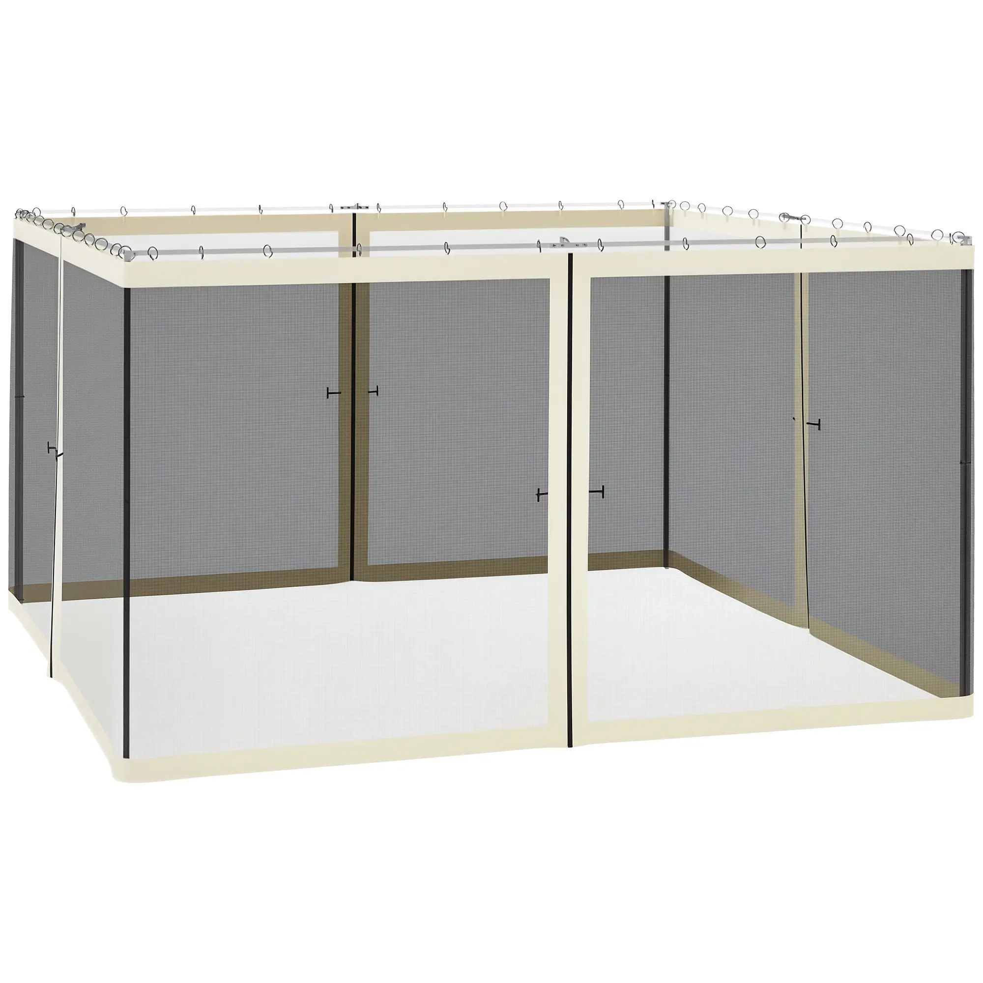 Outsunny 12' x 12' Universal Gazebo Replacement Sidewall, 4-Panel Polyester Mesh Netting with Zippers, Cream Sports Outdoor Accessory for Blocking Unwanted Intruders, Outdoor Gazebo, Universal Replacement Sidewall, Canopy And Sunshade, Outdoor Canopy, Gaz