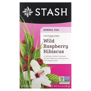 Stash Tea Herbal Tea, Wild Raspberry Hibiscus, Caffeine-Free, 20 Tea Bags, 1.3 oz (38 g)