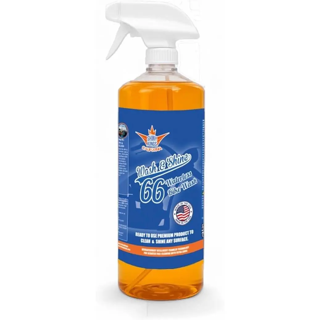 California Wash&Shine 66 Waterless Cleaner Kit - A+ Certified, Scratch-Free, 32oz Orange Multipurpose Spray (Super Glide Technology), Microfiber Towels, 1 Count (Pack of 1) for Motorcycle/Detailing Car, Safe for All Finishes (Car Detailing Products), Prev