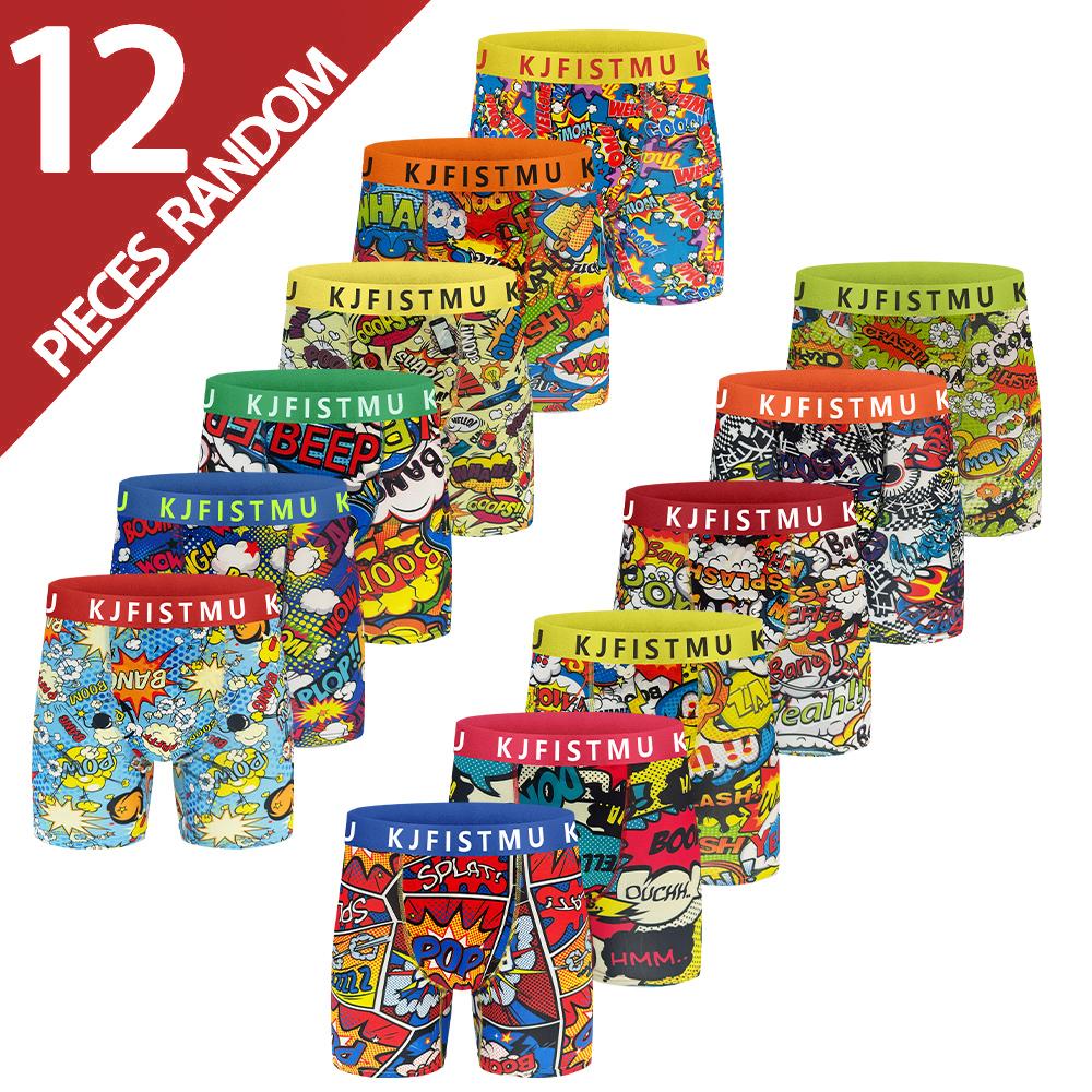 12-pack men's long boxer briefs, unique design, colorful waistband, graffiti fashion print,breathable shorts, long-lasting shape retention, silky wrap, sports lock-in, zero-pressure comfort, moves with you, men's socks - KJFISTMU Fabric Menswear Day Sweat