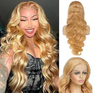 Honey Blonde HD Lace Front Wig Human Hair 13x6 180% Density Honey Blonde Wig Human Hair Body Wave Lace Front Wigs Colored 27# Ash Blonde Wig Glueless Frontal Wigs 32inch