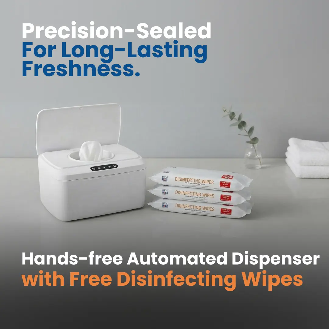 Touchless Motion Sensor Wipe Dispenser | Battery Operated Smart Dispenser | SONO