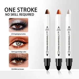 QICIY 2-in-1 Dual-Ended Eyeshadow Stick Set Creamy Shimmer Crayon & Blending Brush 3 Colors Waterproof Long Lasting Makeup for Effortless Eye Looks - Water Proof