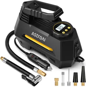 Astroai Tire Inflator Portable Air Compressor Air Pump for Car Tires-Car Accessories, 9.8Ft Cord-12V Dc-Powered Auto Pump with Digital Pressure Gauge, Emergency LED Light for Bicycle, Balloons, Yellow AstroAI