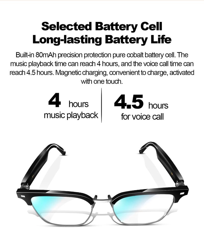 Smart Glasses Wireless Bluetooth, anti-blue light, UV protection, voice-activated smart music glasses with built-in microphone and speaker, suitable for meetings, travelling or studying Magnetic Wearable Chargeable Smart Glasses Wireless Bluetooth, anti-blue light, UV protection, voice-activated smart music glasses with built-in microphone and speaker, suitable for meetings, travelling or studying Magnetic Wearable Chargeable