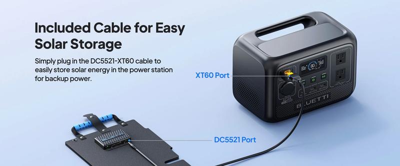 BLUETTI 60W Solar Panel 60 Watt for Solar Generator Handsfree 1 & 2 AC2A Foldable Charger for Hiking Camping Travel