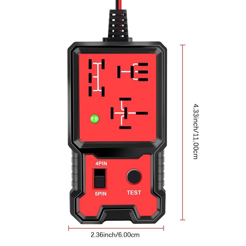 Car Automotive Circuit Tester, Car Relay Tester, Portable Battery Diagnostic Checker Tool, Professional Car Voltage Tester, Vehicle Diagnostic Tool, OBD Scanner, Red, with LED Indicator
