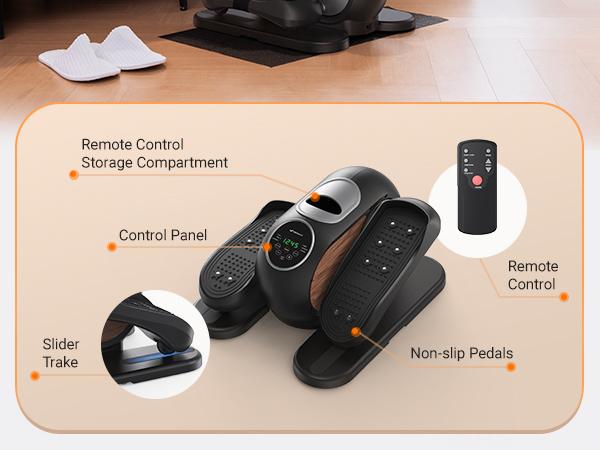 Merach Under Desk Elliptical Machine, Leg Exerciser While Sitting for Seniors with Remote Control & 12-Speeds，Quiet Portable Electric Seated Pedal Exerciser Machine for Home Office