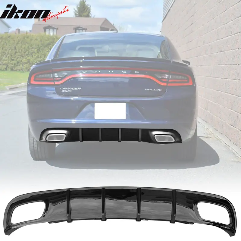 Rear Diffuser Bumper Lip, V2 Style PP  Car Exterior Accessory for Dodge Charger (Fits 2015-2023) - Auto Replacement Part for Bumpers