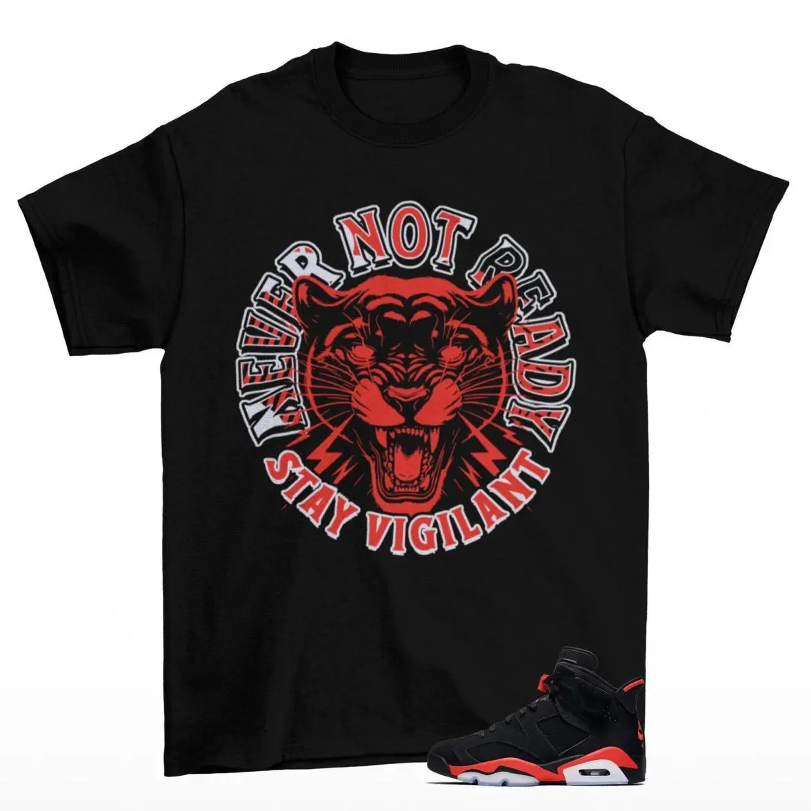 6 Reverse Infrared Shirt, 6 Reverse Infrared Graphic T-Shirt, Stay Ready Tee Match Sneaker, Comfortable Stretch, Moves with You, Casual Style
