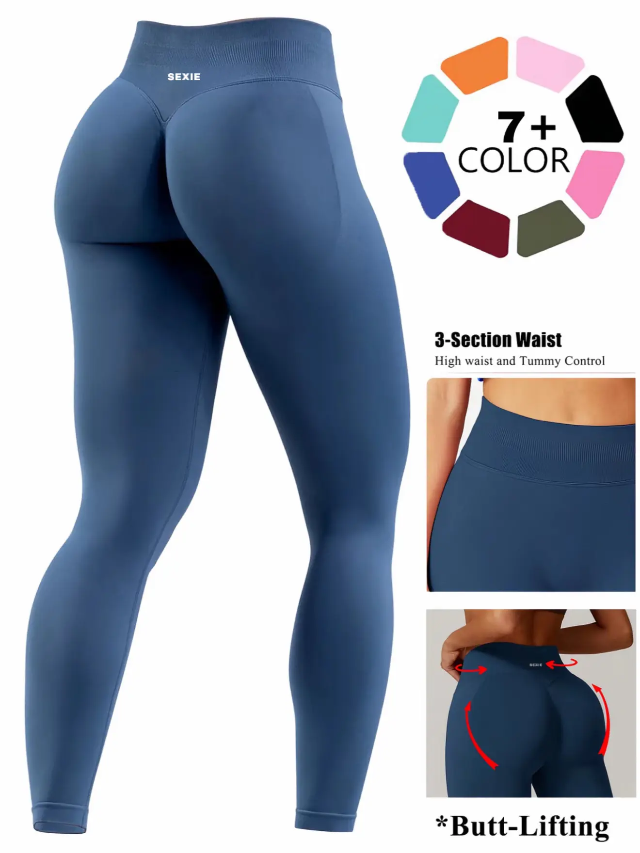 Sexie Women's High-Waist Seamless Scrunch Butt-Lifting Gym Leggings with Tummy Control - Body Goals, Gym Baddie Athleisure Wear for Womens Fitness Workout Outfit Inspo (Sports & Outdoor Activewear Bottoms), Everyday Active