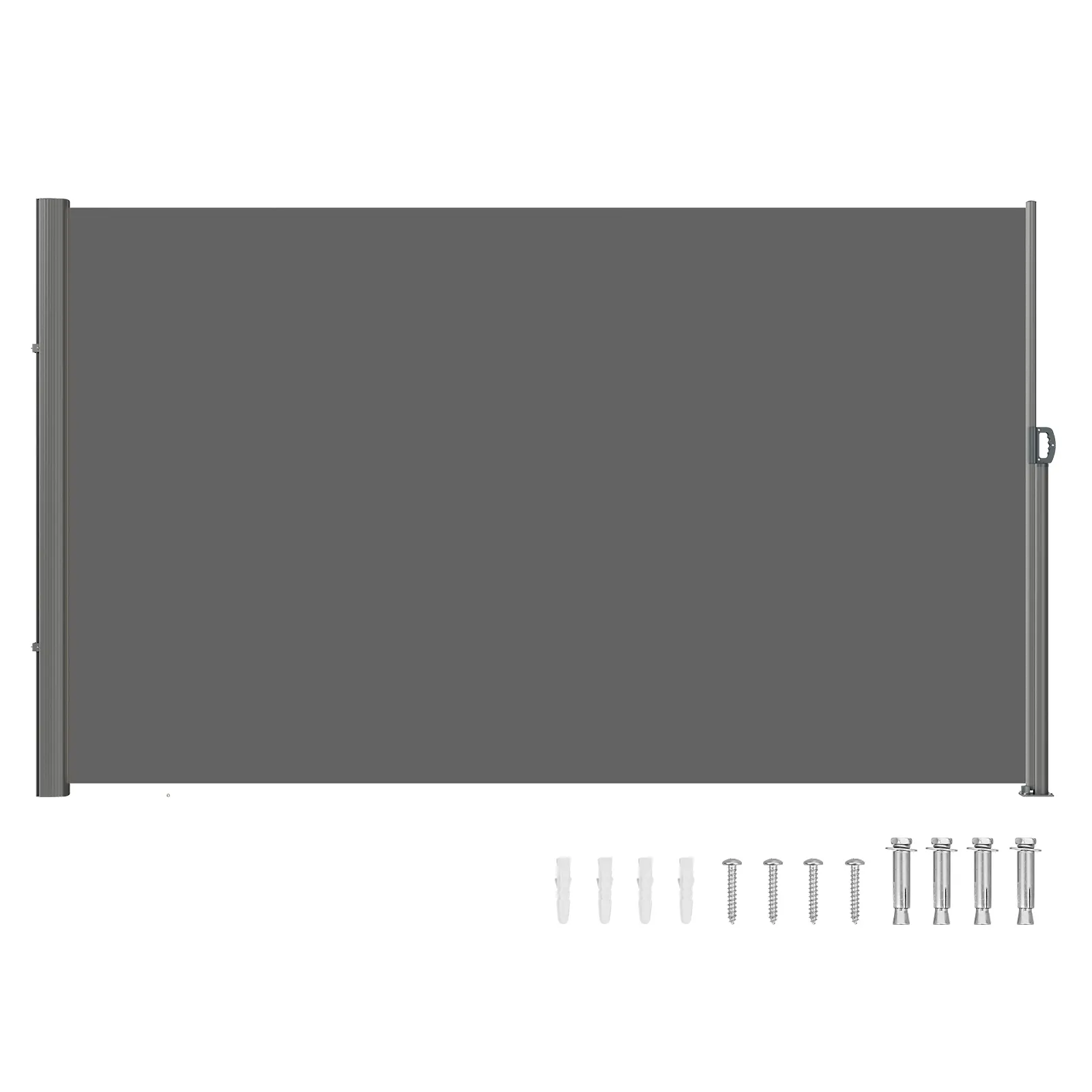 VEVOR Sturdy Retractable Aluminum Frame Outdoor Shade Canopy, 63"x118" 280g/m² Polyester Waterproof UV 30+ Sunshade Canopy with Support Poles, Adjustable Wind Screen Awnings for Patio, Gray Room Divider